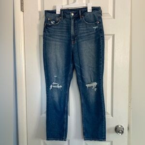 Gap 30/10s slim sky high rise Jeans medium/dark wash. EUC straight leg